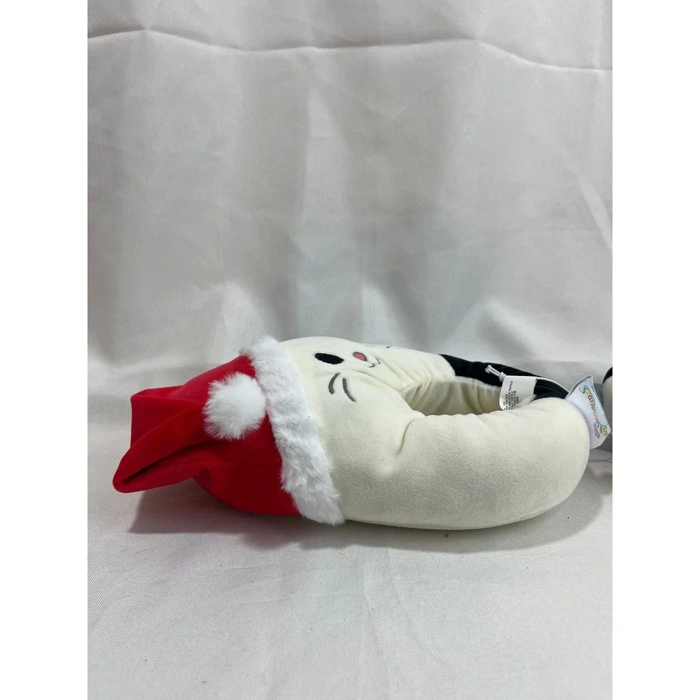 Squishmallows Santa Hat Cat Slippers Off-White Christmas Plush Size 4/5 NEW